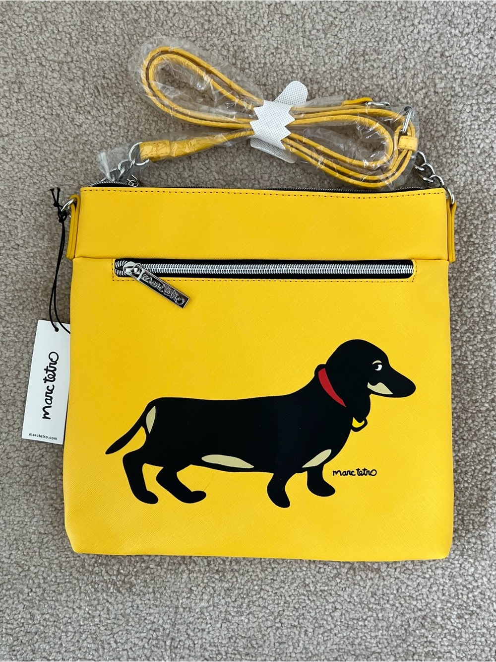 Marc Tetro Yellow Dachshund Crossbody Bag